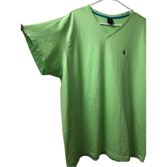 Preppy Mint Green Tee U.S. Polo Assoc. V-Neck Short Sleeved Lightweight XL - Picture 2 of 6